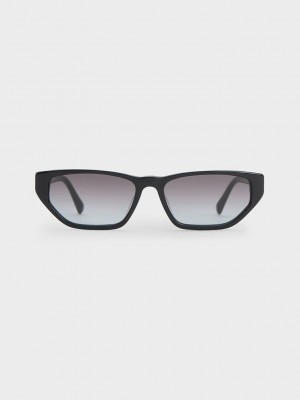 Charles & Keith Acetate Cat-Eye Sunglasses Negros | 6057329-TN