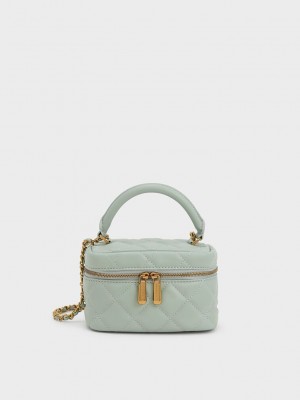 Charles & Keith Acolchado Round Pouch Verde Menta Verdes | 6580437-SI