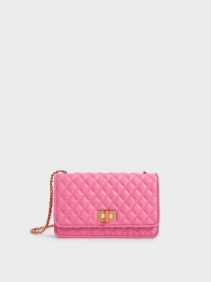 Charles & Keith Acolchado Turn-Lock Evening Clutch Rosas | 6430857-QU