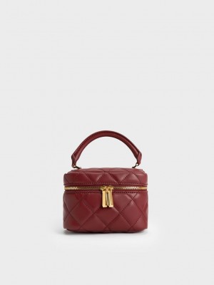 Charles & Keith Acolchado Vanity Pouch Vino | 6128059-SQ