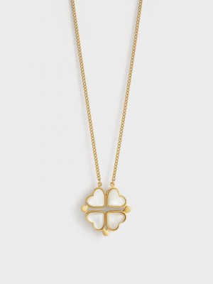 Charles & Keith Annalise Clover Heart Necklace Dorados | 5813472-TF