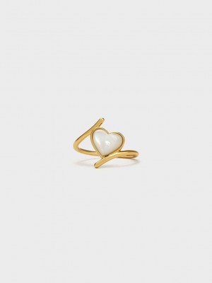 Charles & Keith Annalise Heart Stone Ring Dorados | 7093418-NC