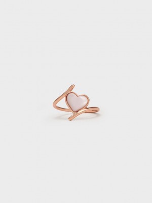 Charles & Keith Annalise Heart Stone Ring Rosas Dorados | 9071458-TB