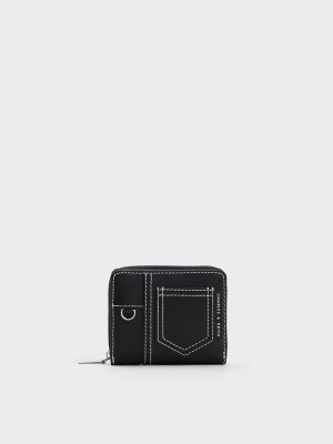 Charles & Keith Anthea Contrast-Trim Zip Around Wallet Negros | 2837056-MJ