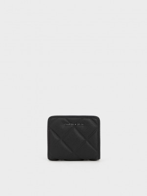 Charles & Keith Anwen Acolchado Zip-Around Wallet Negros | 8970152-VS