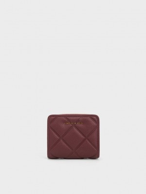Charles & Keith Anwen Acolchado Zip-Around Wallet Vino | 9364052-AF