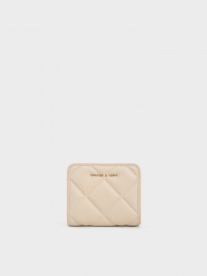 Charles & Keith Anwen Acolchado Zip-Around Wallet Beige | 2904317-RS