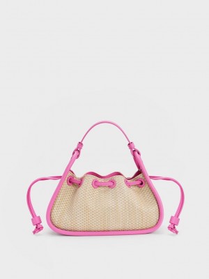 Charles & Keith Ashby Raffia Curved Handle Bag Rosas | 0432987-SF