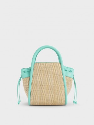 Charles & Keith Ashby Raffia Tote Bag Verde Menta Verdes | 3287654-ES