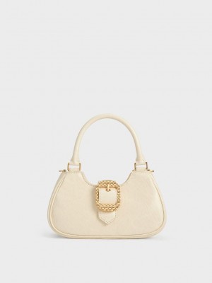 Charles & Keith Avis Belted Top Handle Bag Creme | 3470618-CS