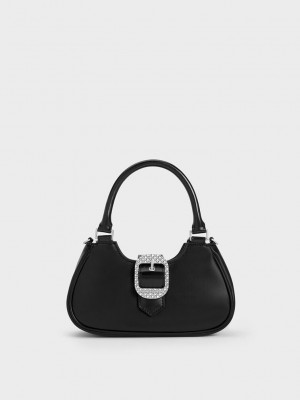 Charles & Keith Avis Belted Top Handle Bag Negros | 6391857-JC