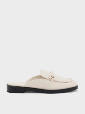 Charles & Keith Beaded Accent Loafer Mules Rosas | 9073461-RG