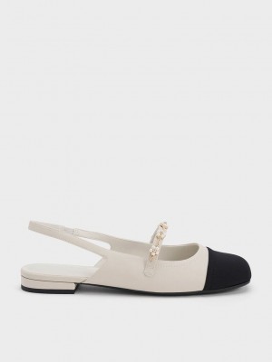 Charles & Keith Beaded Flower Destalonadas Flats Rosas | 1368024-AW