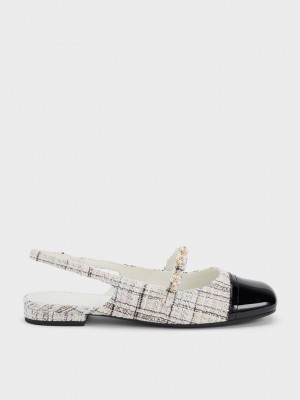 Charles & Keith Beaded Flower Tweed Destalonadas Flats Multicolor | 4963152-VO