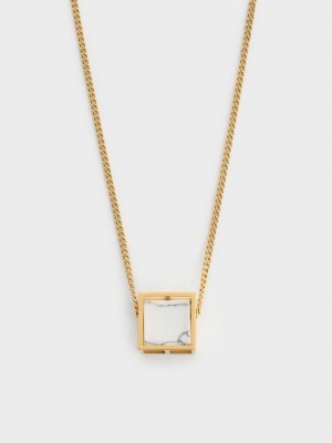 Charles & Keith Briar Square Necklace Dorados | 8147052-FR