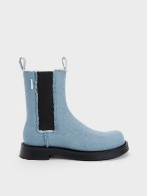 Charles & Keith Bryn Denim Chelsea Boots Azules Claro | 7948203-IY