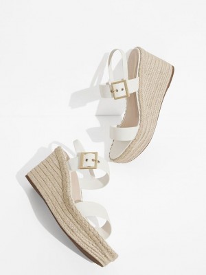 Charles & Keith Buckled Alpargata Wedges Blancos | 1863504-KB