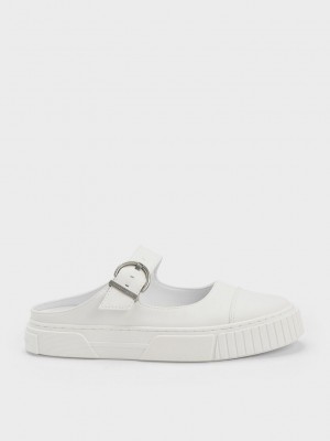 Charles & Keith Buckled Slip-On Sneakers Blancos | 8361049-ZN