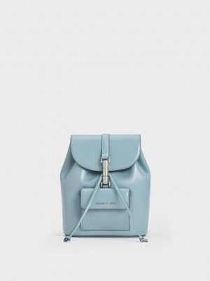 Charles & Keith Cesia Metallic Accent Backpack Azules | 5210376-JX