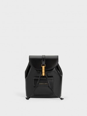 Charles & Keith Cesia Metallic Accent Backpack Negros | 8276459-GF