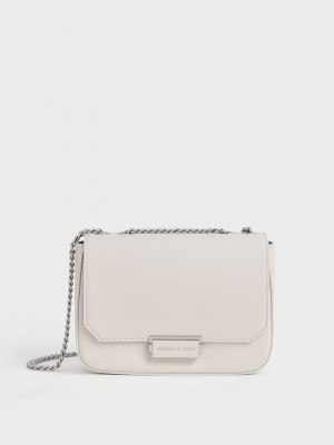 Charles & Keith Chain Correa Shoulder Bag Grises Claro | 1649723-BL