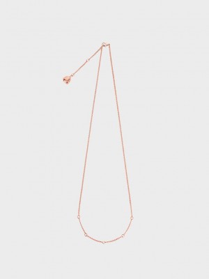 Charles & Keith Charm Necklace Rosas Dorados | 7684190-XZ