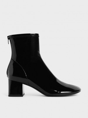 Charles & Keith Charol Block Heel Ankle Boots Negros | 4291037-FB