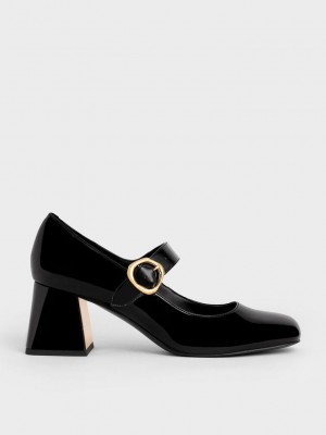 Charles & Keith Charol Buckled Mary Jane Pumps Negros | 3682094-NG