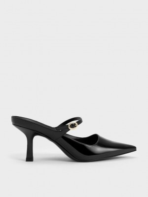 Charles & Keith Charol Mary Jane Tacón Mules Negros | 5284397-CK