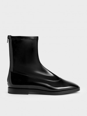 Charles & Keith Charol Zip-Up Ankle Boots Negros | 1320964-PH