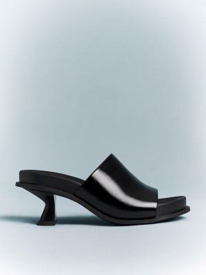 Charles & Keith Clio Slant Heel Mules Negros | 8921074-CO