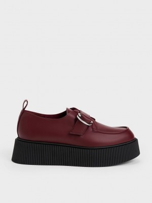 Charles & Keith Cordova Buckled Plataforma Loafers Vino | 4375810-LZ