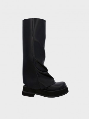 Charles & Keith Cove Plataforma Knee-High Boots Negros | 5892307-OE