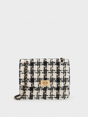 Charles & Keith Cressida Tweed Chain Correa Bag Multicolor | 7196350-XW