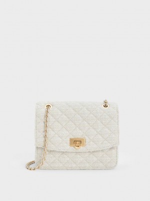 Charles & Keith Cressida Tweed Chain Correa Bag Rosas | 1420986-QS