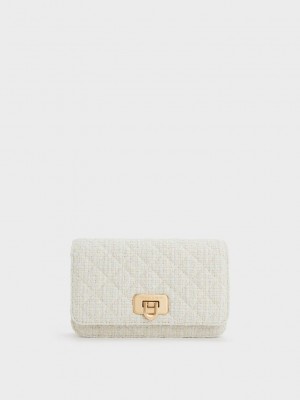 Charles & Keith Cressida Tweed Push-Lock Clutch Rosas | 7364850-MC