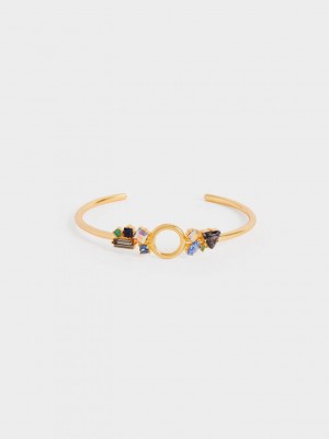 Charles & Keith Crystal-Embellished Cuff Bracelet Dorados | 1489753-DM