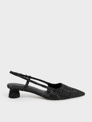 Charles & Keith Cylindrical Heel Tweed Destalonadas Pumps Multicolor | 8531964-GT