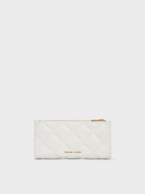 Charles & Keith Danika Acolchado Long Wallet Blancos | 6981273-GT