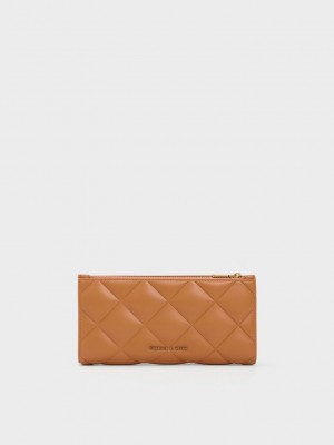 Charles & Keith Danika Acolchado Long Wallet Chocolate | 8473126-PI