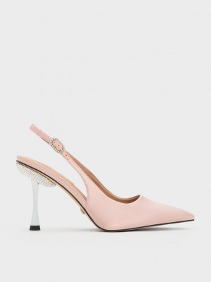 Charles & Keith Demi Recycled Polyester Destalonadas Pumps Beige | 6923804-KB