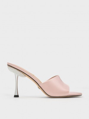 Charles & Keith Demi Recycled Polyester Metallic Heel Mules Beige | 6514372-XL