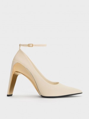 Charles & Keith Devon Metallic Blade-Heel Pumps Rosas | 0173295-WN