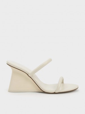 Charles & Keith Double Correa Wedge Mules Rosas | 5830429-DY
