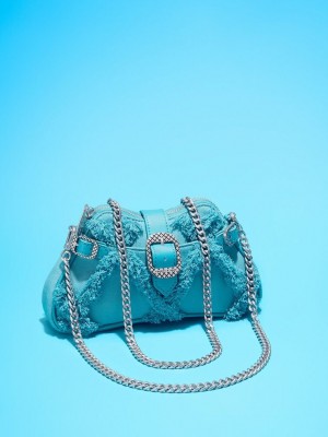 Charles & Keith Eilith Chain-Handle Denim Buckled Bag Azules | 5480196-YG