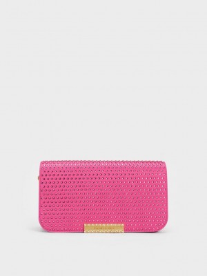 Charles & Keith Embellished Chain Correa Bag Fucsia | 4137892-MV