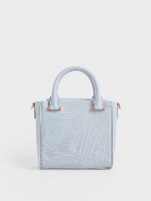 Charles & Keith Embossed Top Handle Bag Grises Claro | 4671509-WJ