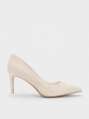 Charles & Keith Emmy Pointed-Puntera Pumps Beige | 5803724-WY