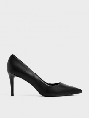 Charles & Keith Emmy Pointed-Puntera Stiletto Pumps Negros | 3684105-IY