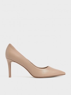 Charles & Keith Emmy Pointed-Puntera Stiletto Pumps Beige | 6028145-FJ